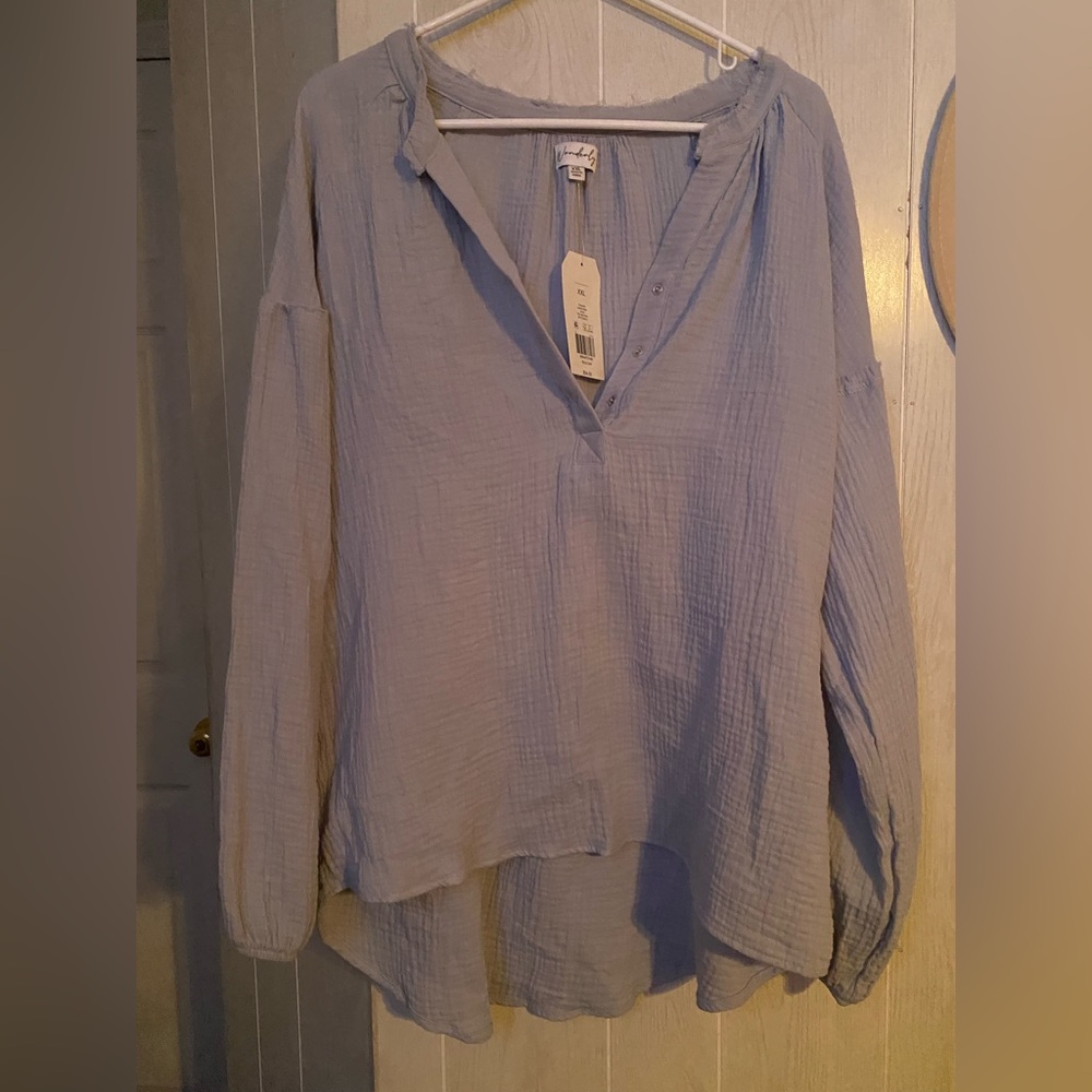 NWT XXL wonderly linen long sleeve top